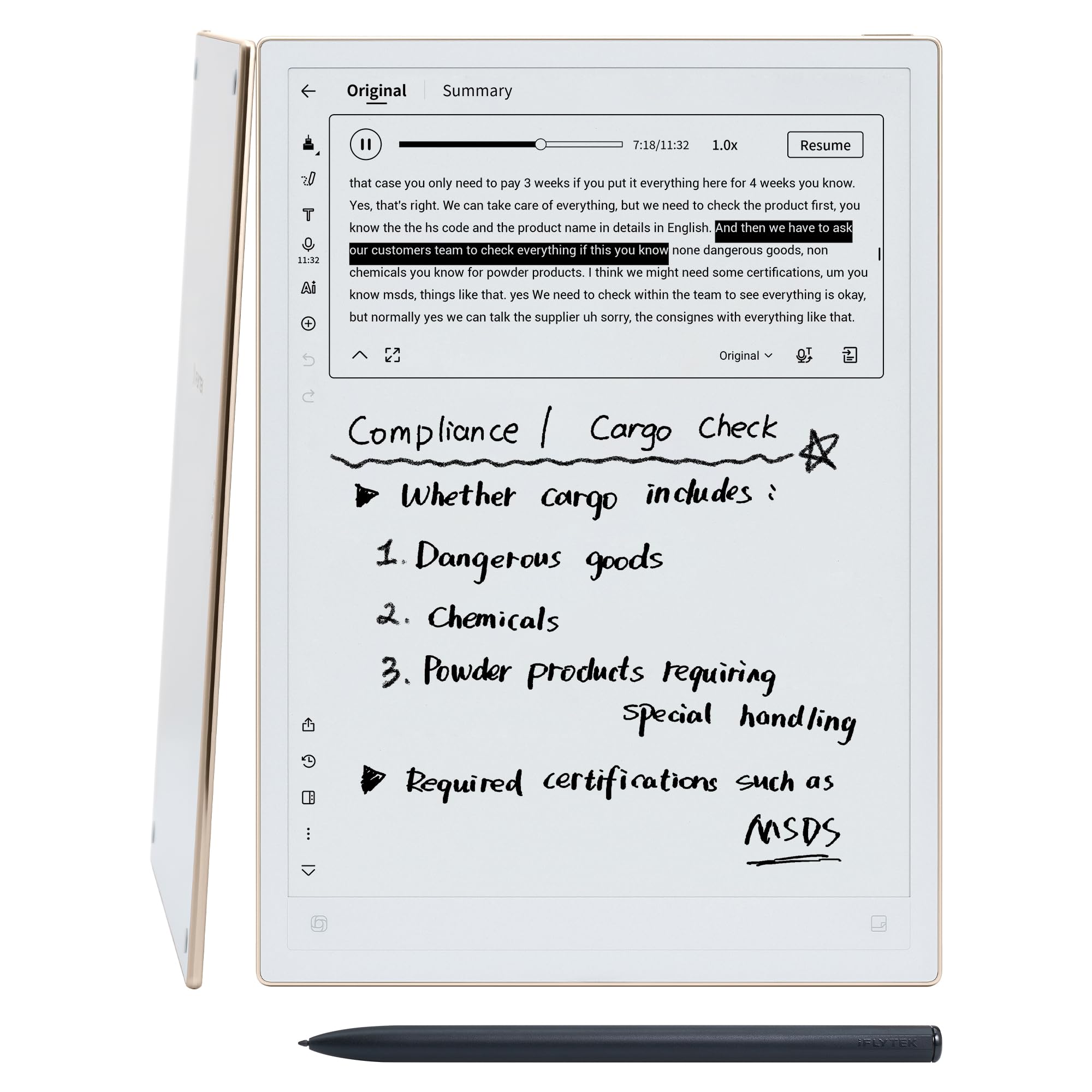 iFLYTEK AINOTE 2, 10.65" E-Ink Tablet, AI Note Taking Tablet for Meeting, Ultra-