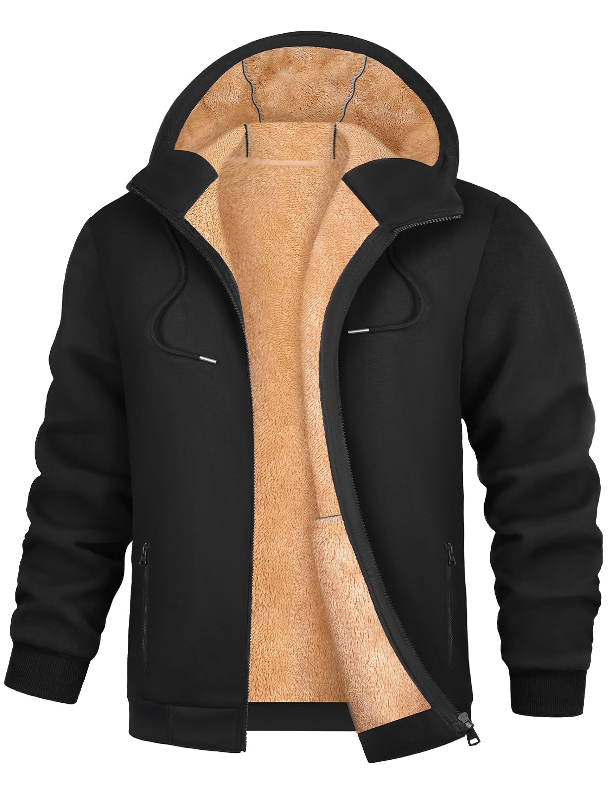 Xnova Mens Hoodies Long Sleeve Fleece Lined Ribbed Cuff Winter Extra Warm Mens W