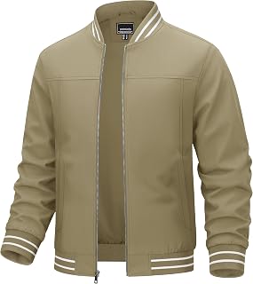 TACVASEN Men's Bomber Jacket Lightweight Casual Spring Fall Windbreaker Zip Up Coat with Pocket