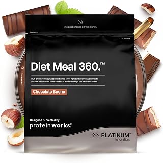 Protein Works | Diet Meal 360 - Platinum, Chocolate Bueno, 1kg | Advanced Diet Meal Replacement Shake, High Protein, 26 Vitamins & Minerals, Omega 3, Electrolytes, Probiotics, Green Tea, CLA