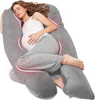 Nuliie Pregnancy Pillow for Sleeping, U Shaped Full Body Pillow | (Grey) Washable Velvet Cover, Support for Back, Hips, Legs for Pregnant Women and Side Sleepers