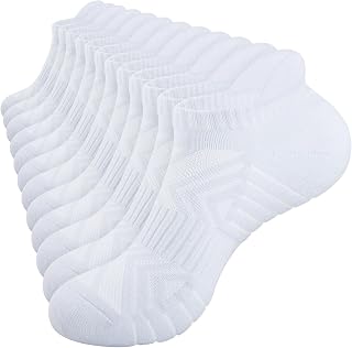 Benirap Running Trainer Socks Athletic Ankle Socks Sport Socks Low Cut Cushioned Anti-Blister Tab for Women Men Hiking Walking Flight Golf Black White Gray (6 Pairs)