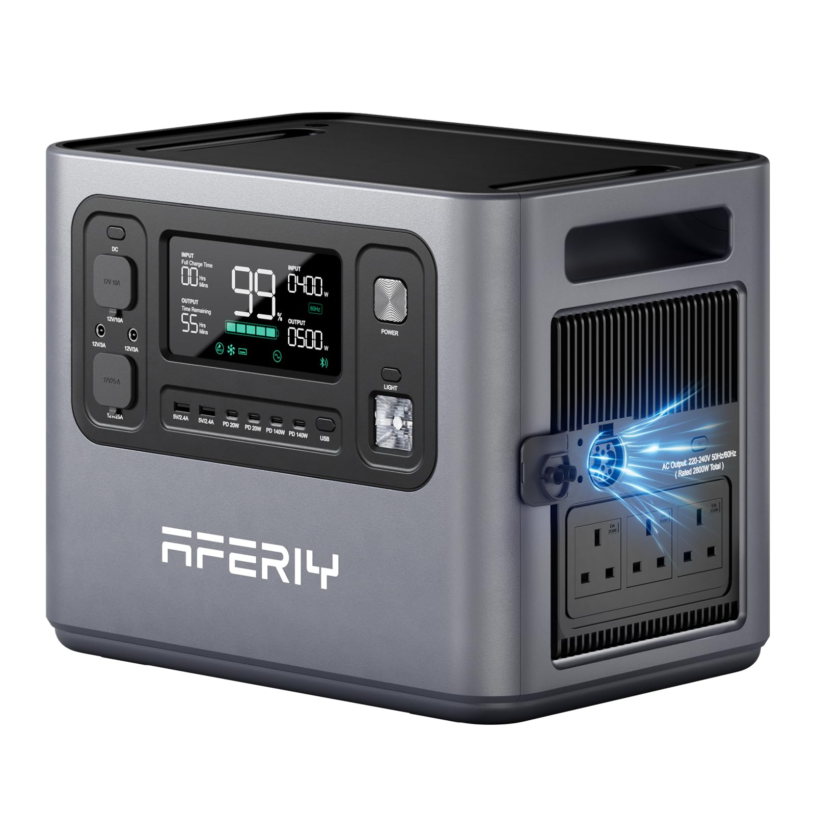 AFERIY P280 Portable Power Station 2800W, 2048Wh LFP Battery Expandable to 10.24