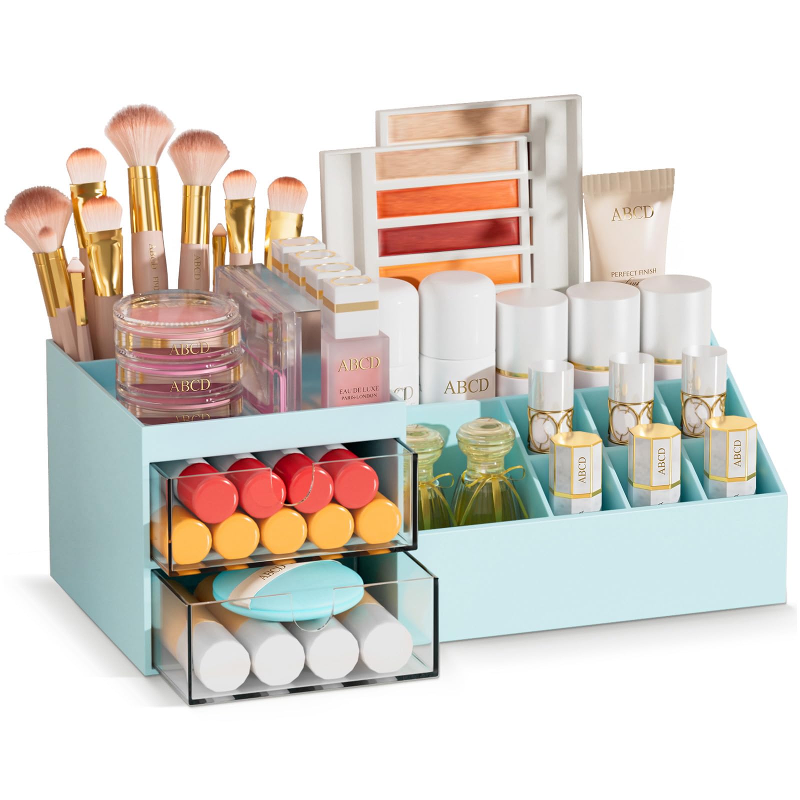 Subsky Makeup Organiser Cosmetics Storage with Drawers for Dresser, Blue | Skinc