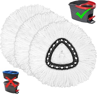 TidyMonster 3pc Mop Replacement Heads for EasyWring, Spin Mop Heads Replacements, Microfiber Spin Mop Refills, Easy Cleaning Mop Replace Head (White-3 Mop Heads)