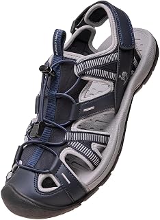 CAMEL CROWN Sandalias de senderismo para hombre, sandalias atléticas al aire libre, impermeables, con punta cerrada, sandalias de verano ajustables para playa, deporte, pesca, caminar, Azul, 44.5 EU