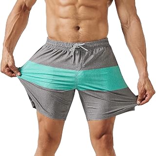 maamgic 7" Men's Elastic Swimming Trunks 4-Way Stretch Quick Dry Inner Mesh Swimwear Sports 4-Way Stretch