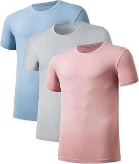 COLORFULLEAF Mens Bamboo Rayon Undershirts Crew Neck T Shirts Short Sleeve Slim Fit Tees Moisture Wicking 3 or 6 Pack