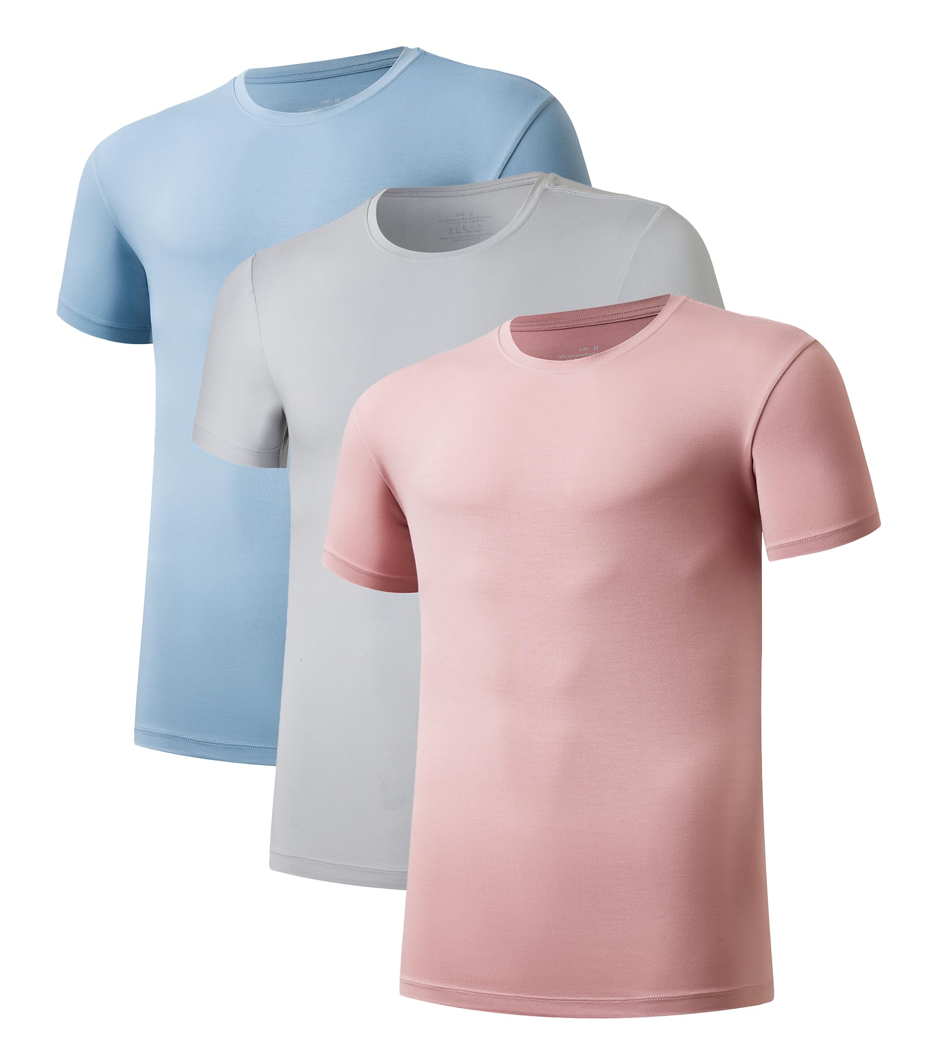 COLORFULLEAF Mens Bamboo Rayon Undershirts Crew Neck T Shirts Short Sleeve Slim 