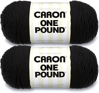 Caron One Pound Soft Yarn for Crocheting & Knitting, Black, 2-Pack | #4 Worsted Medium, Soft 100% Acrylic Yarn for Crochet, Knitting, Blankets and Crafts, 812yds, 453.6g/16oz per skein