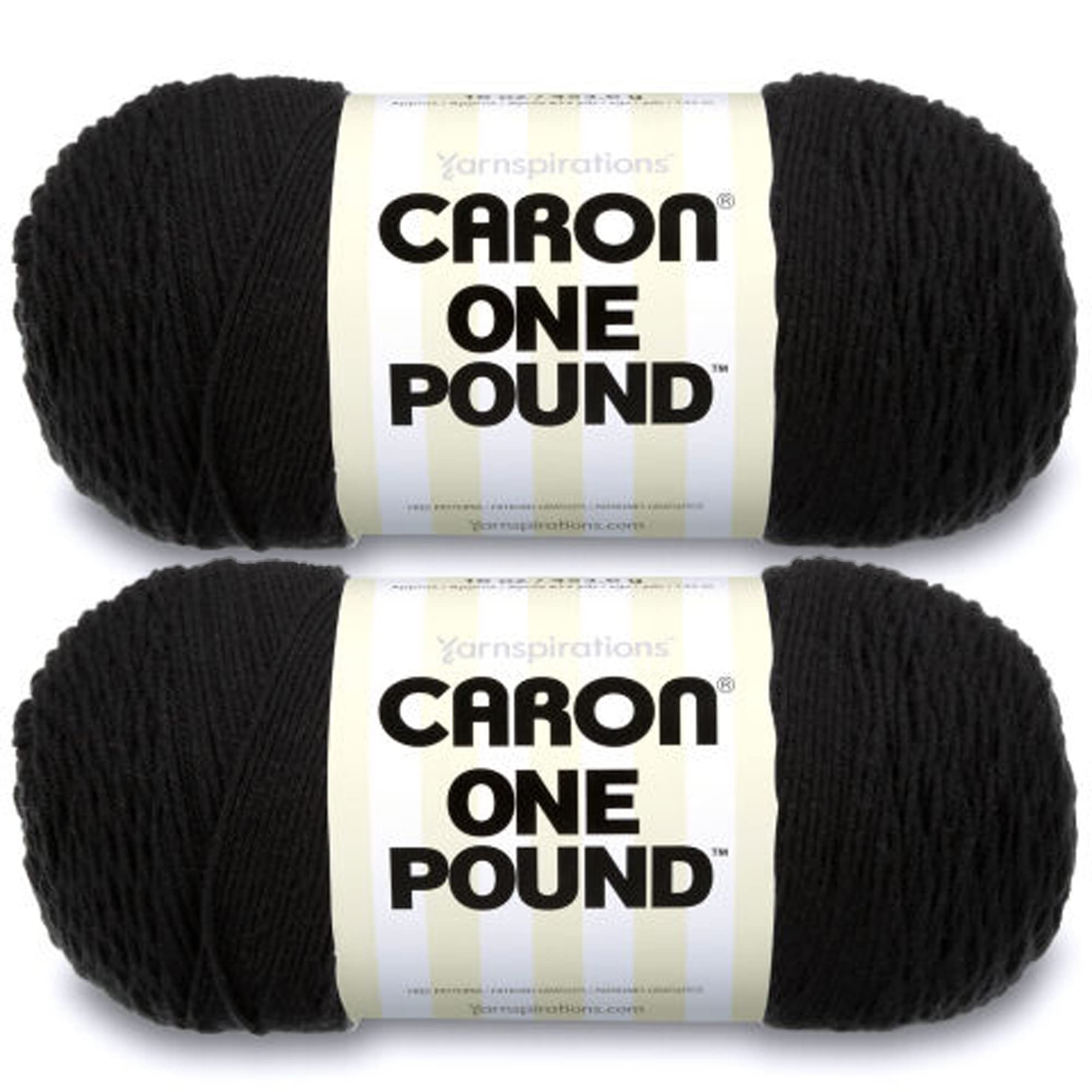 Caron One Pound Soft Yarn for Crocheting & Knitting, Black, 2-Pack | #4 Worsted 