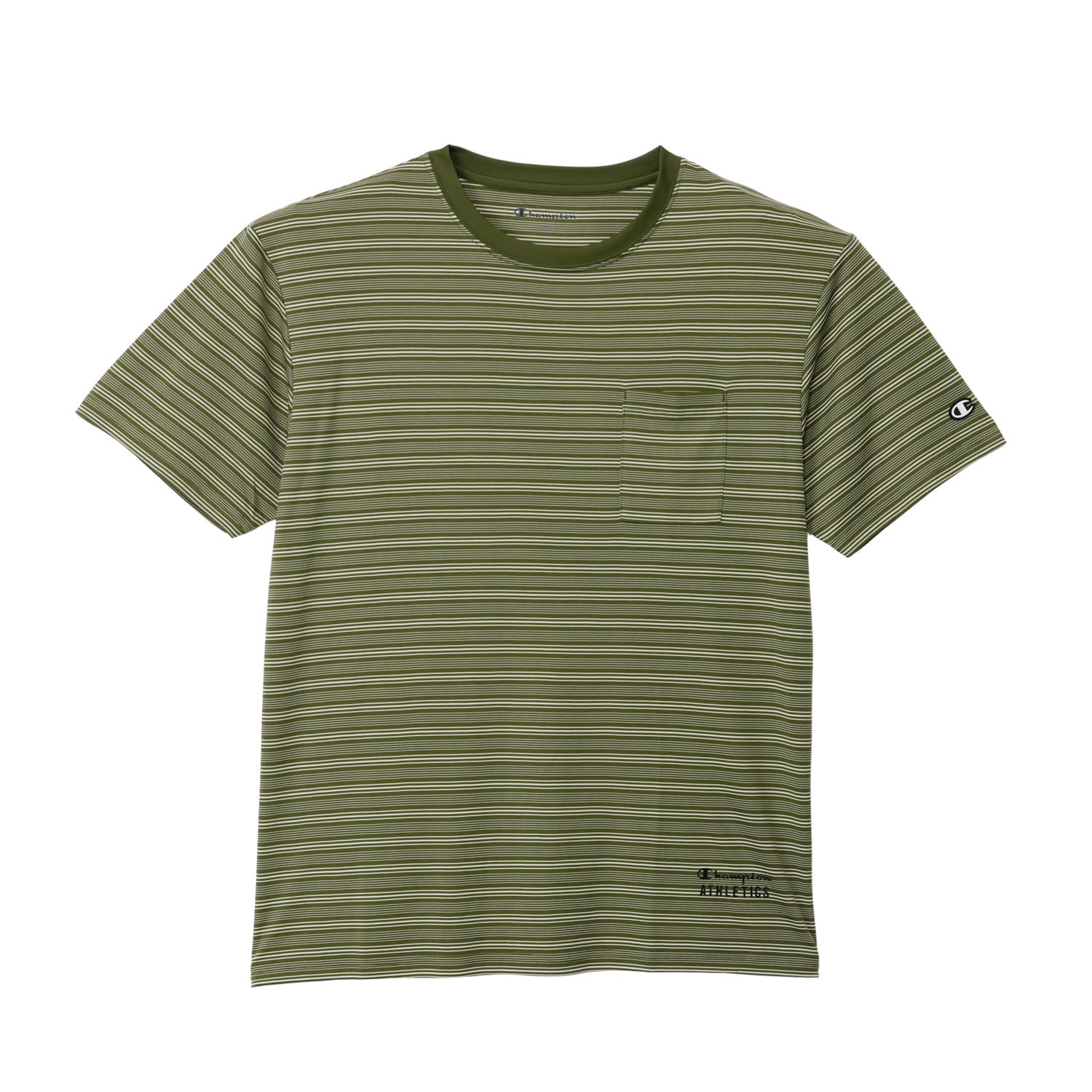 Champion(チャンピオン) シャツ半袖Tシャツ 丸首 ストレッチ 速乾 UVカット スクリプトロゴプリント ショートスリーブTシャツ トレーニング C3-