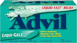 Advil Regular Strength Ibuprofen Pain Relief Liquid-Gels, Fast Acting Pain Relief for Migraine, Arthritis, Back, Neck, Joint, and Muscle Relief, 200mg (72 Count)