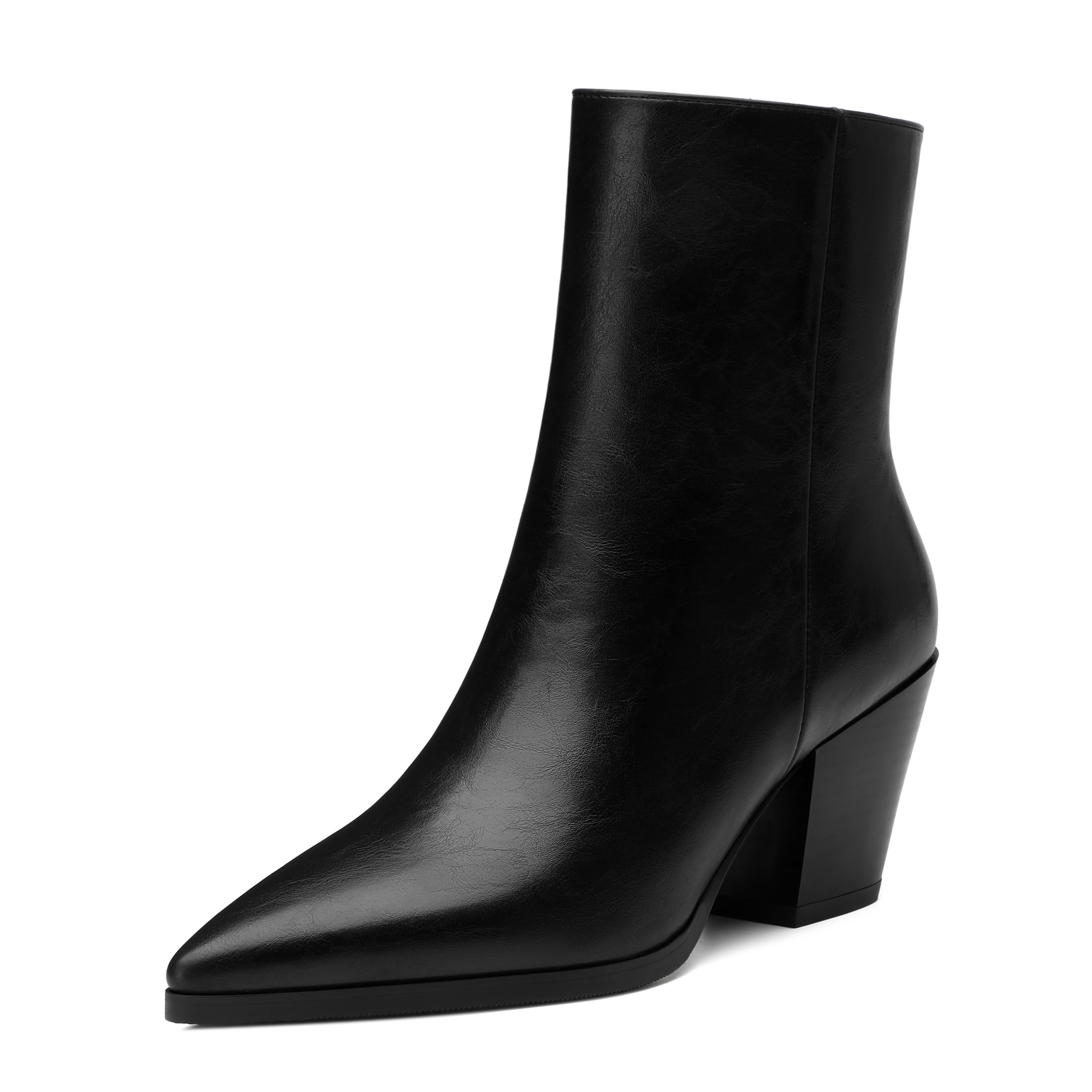 NUMALEO Womens Ankle Boots Chunky Low Heel Pointed Toe Heeled Booties