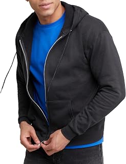 Hanes Zip-up Hoodie, EcoSmart Fleece Full-Zip Hoodie for Men, Men's Hooded Sweatshirt Jacket (Pack of 1)