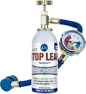 Blueseal - R134a A/C Stop Leak with UV Dye - 2 oz with Reusable Hose &amp; Gauge
