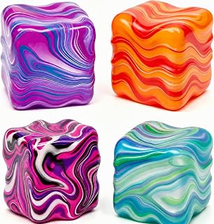 4 Pcs Fidget Cube, Sensory Fidget for Stress Relief, Soft Textured Stress Cubes for Classroom Prizes Party Favors to Help with Focus and Stress Relief