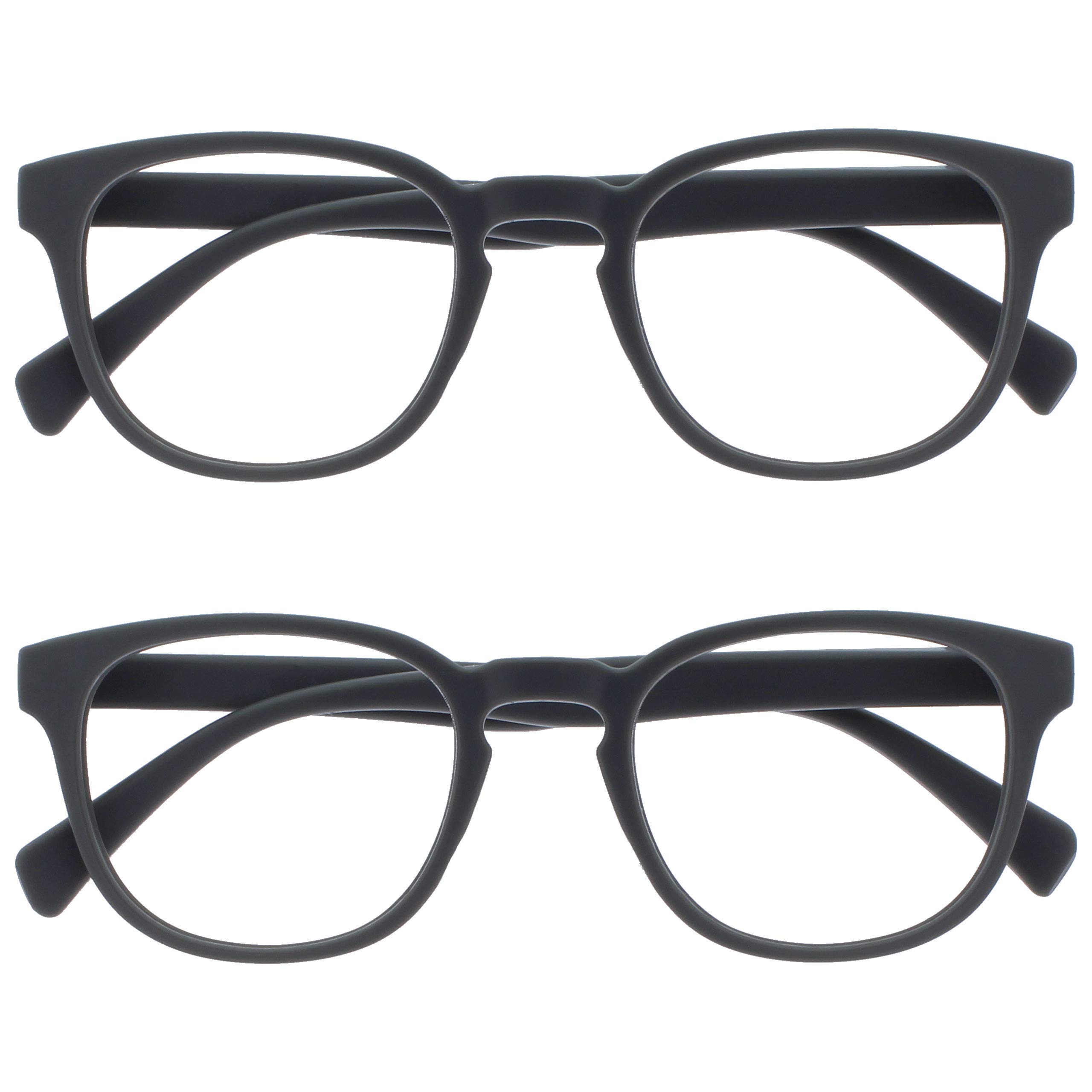 OPULIZE Pop Pack 2 Retro Round Smooth Grey Matte Men Women Reading Glasses Hinge