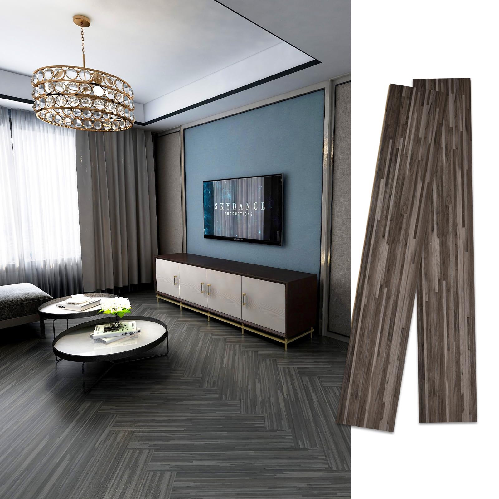 Wood Grain Floor Tiles, Flooring Sheet, Just Place, Approx. 10.8/21.5/32.3/43.1/