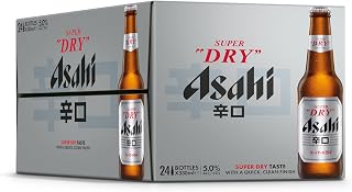 Asahi Super Dry Beer, 24 x 330ml, Japanese Beer, 5% ABV, Brewed in Italy, Premium Lager, Crisp and Dry Taste (Packaging may vary as images in catalog)