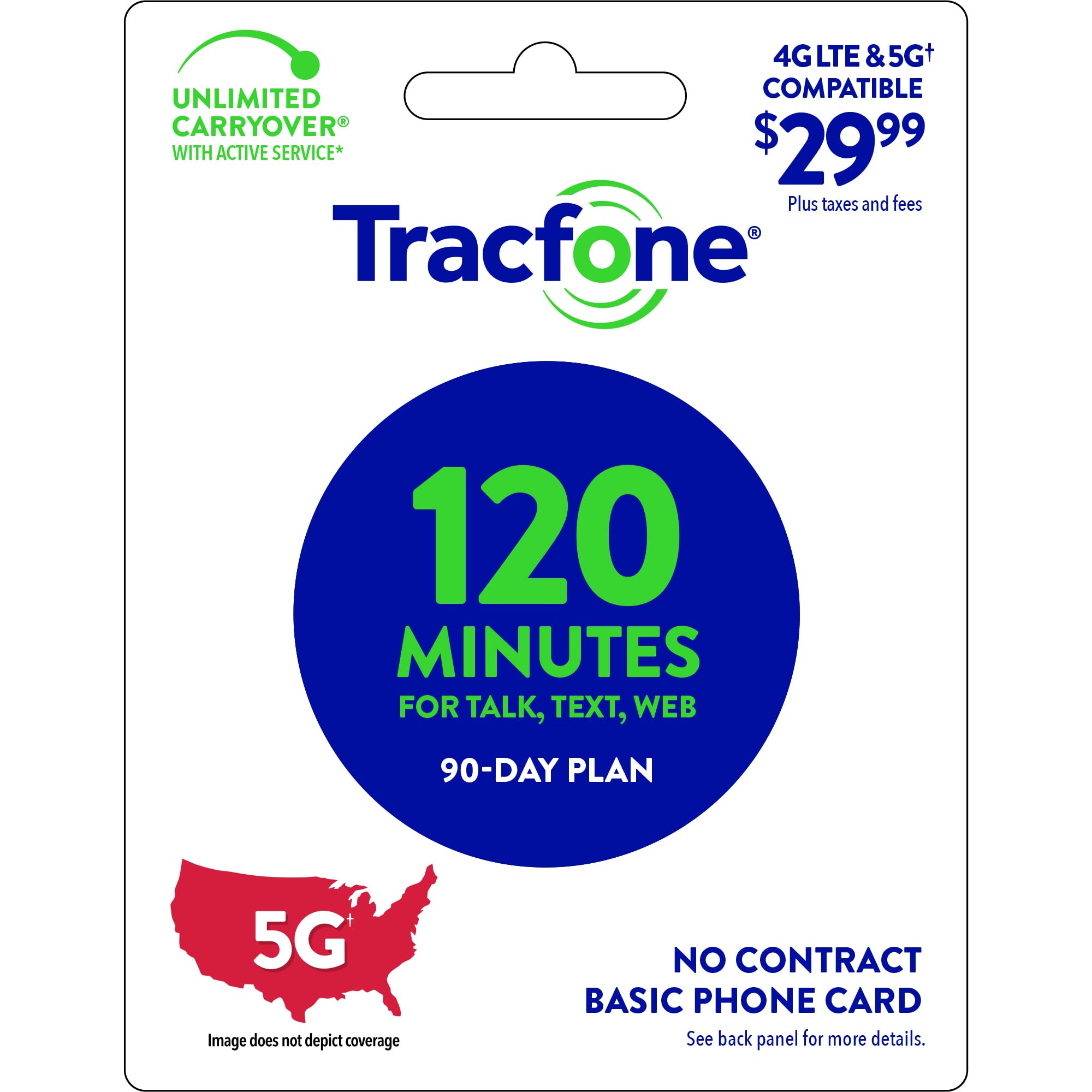 Tracfone $29.99 Basic Phone Plan, 120 Minutes, 90 Days [Physical Delivery]