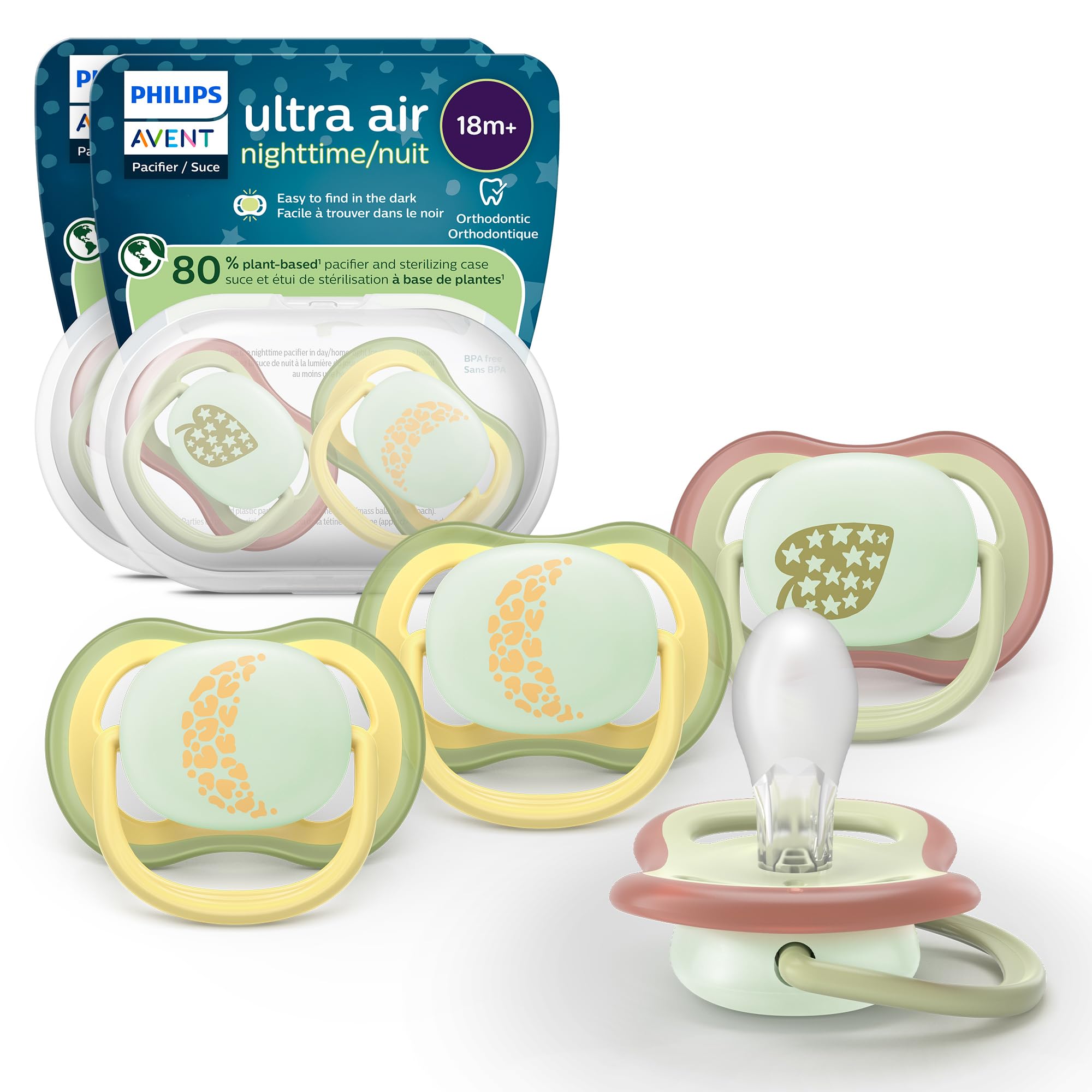Philips Avent Ultra Air Nighttime Pacifiers - Orthodontic Design, for Babies 18 