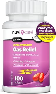 NUVICARE Simethicone 180mg Ultra Strength Gas Relief, Gas x, 100 Ct