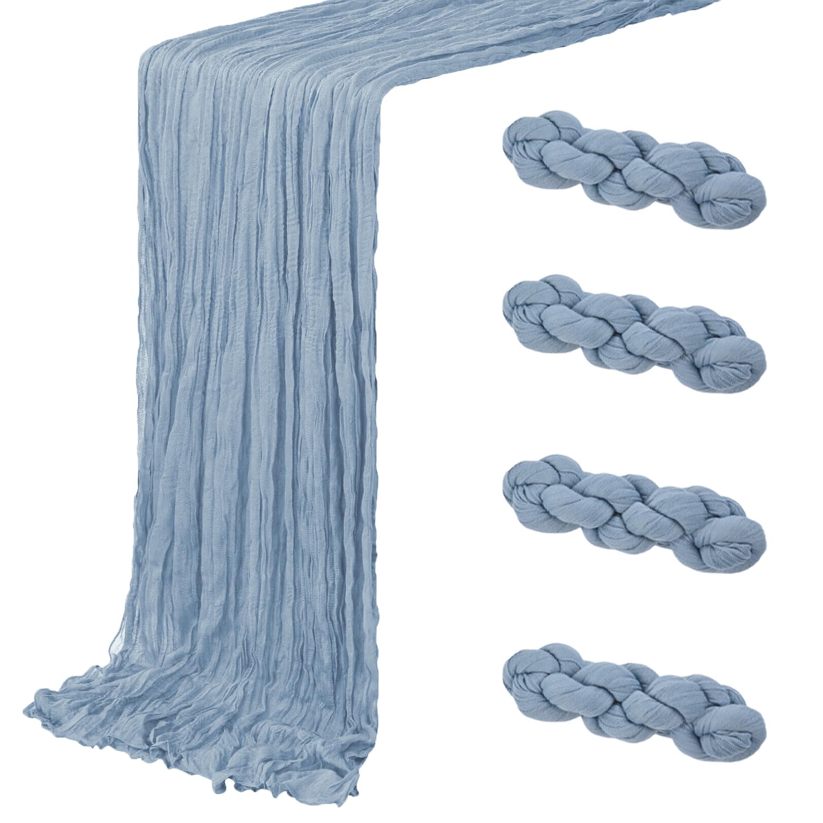4 Pack Dusty Blue Cheesecloth Table Runner 20 x 120 inch Gauze Table Runners 10 