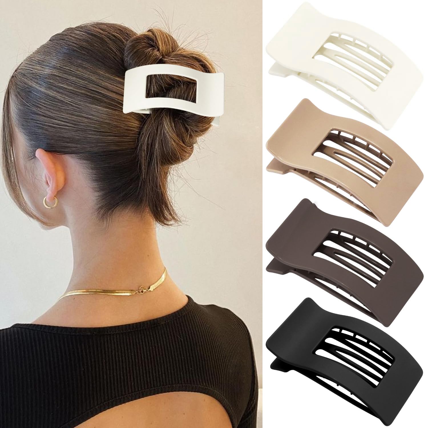 4 Pack Hair Clips, French Flat Hair Clips for Women and Girls, Anti Slip L