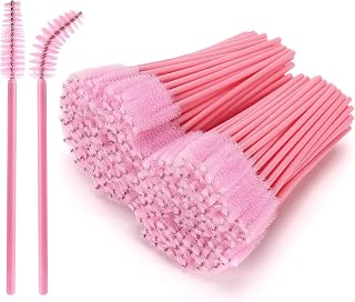 200 Pcs Disposable Eyelash Brushes Mascara Wands for Eye Lashes Extension Eyebrow and Makeup, Pink