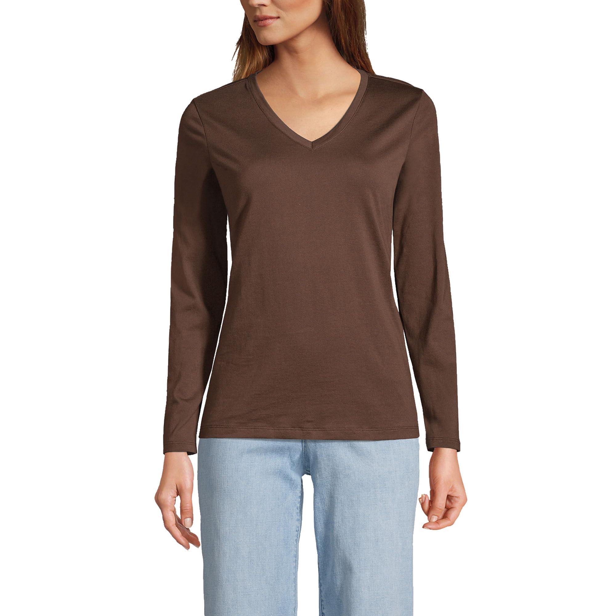 Lands' End Women's Supima Long Sleeve V-Neck Tee