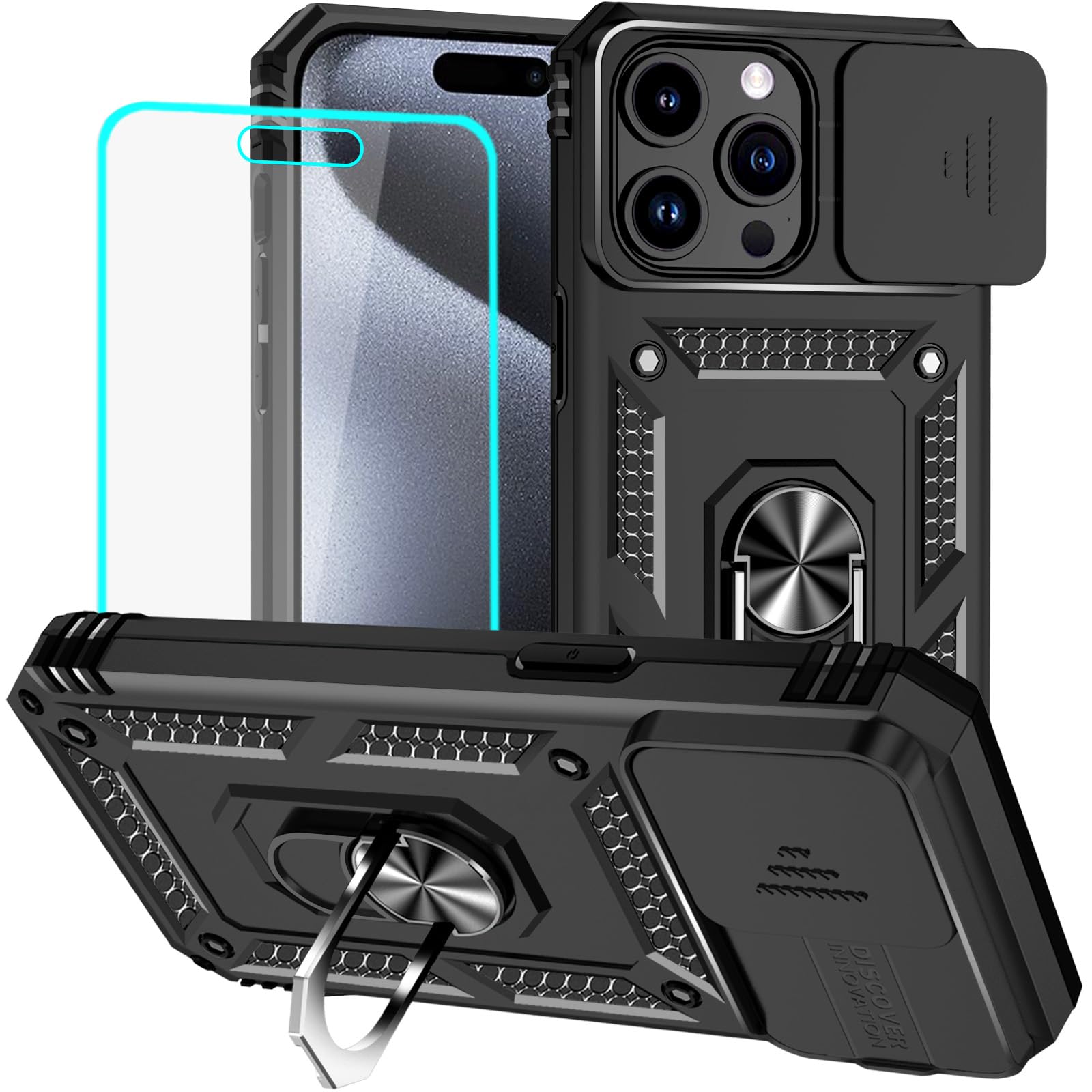 HNHYGETE for iPhone 15 Pro Case with HD Screen Protector: [Military Grade 20ft. 