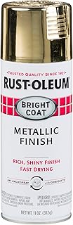 Rust-Oleum Stops Rust Bright Coat Metallic Spray Paint, Gold | Rust Resistant, Indoor and Outdoor, Beautiful Finish on Metal, Wood and More, Comfort Tip Sprays from Any Angle, 11 oz,
