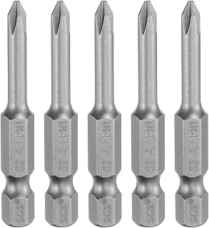 5pcs #1 PH1 Phillips Screwdriver Bits 1/4" Hex Shank 2" Long Magnetic S2 Industrial Grade Steel Cross Head Electric Drill Bits 4mm