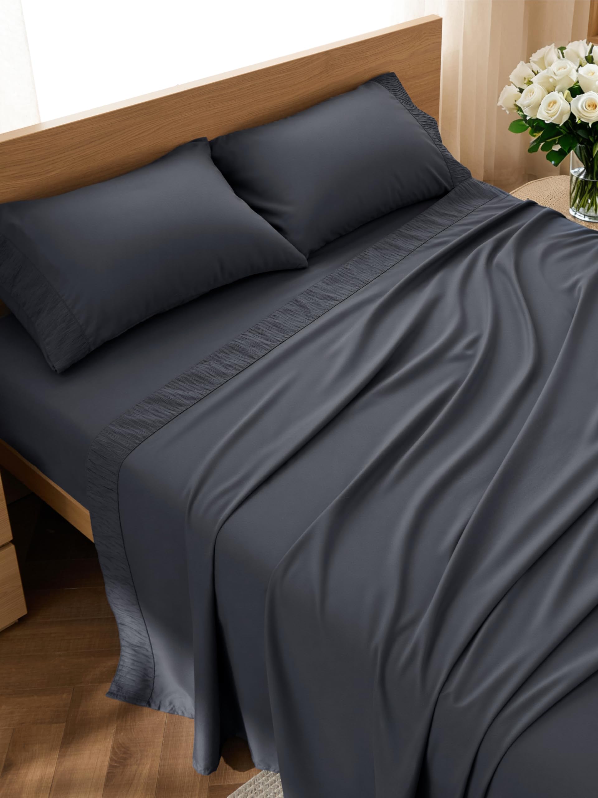 Bedsure Queen Sheet Set - 4 Pieces Soft, Breathable, Cooling Bed Sheets | Hotel 