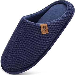ONCAI Men's Winter Slippers Home Slippers with Memory Foam Warm Faux Fur Cotton Cozy Shoes Non-Slip Sole EU Size 40-49