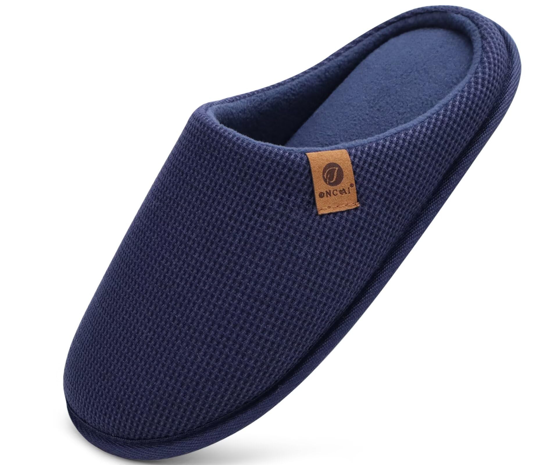 ONCAI Men's Winter Slippers Home Slippers with Memory Foam Warm Faux Fur Cotton 
