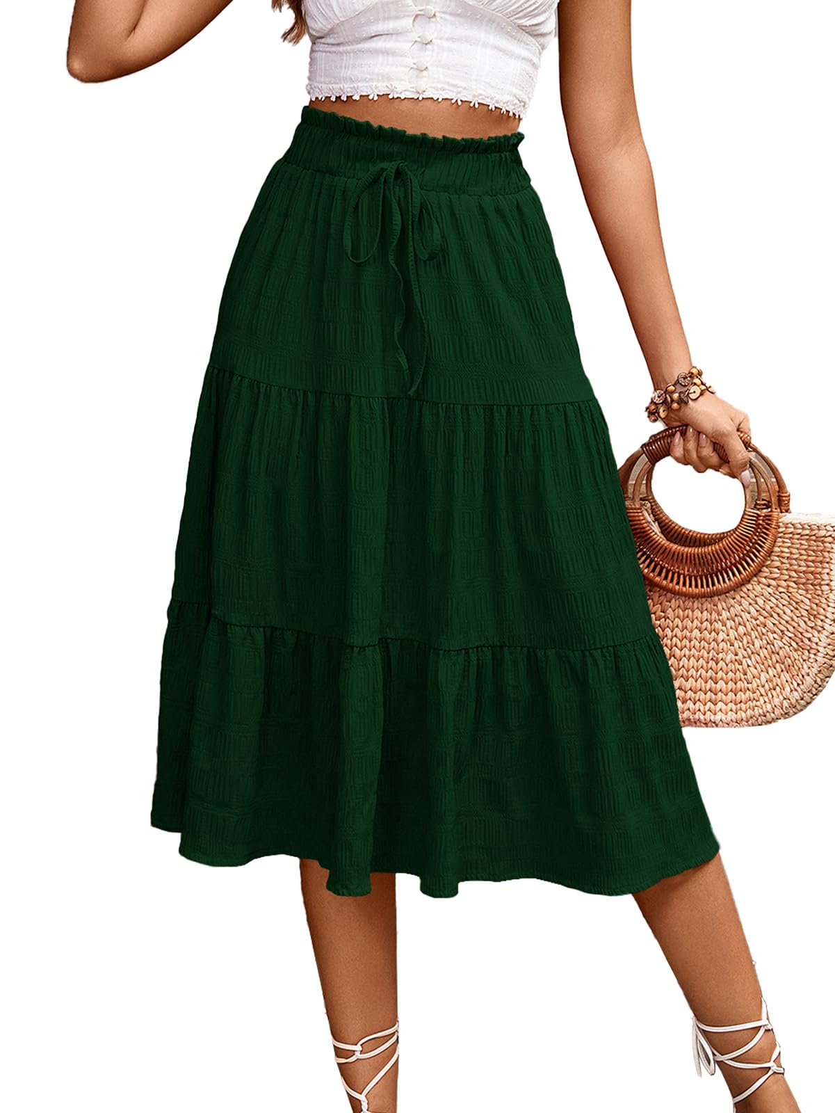 Summer Floral Skirts For Women 2025 Casual Trendy Beach Boho High Waist Tie Fron