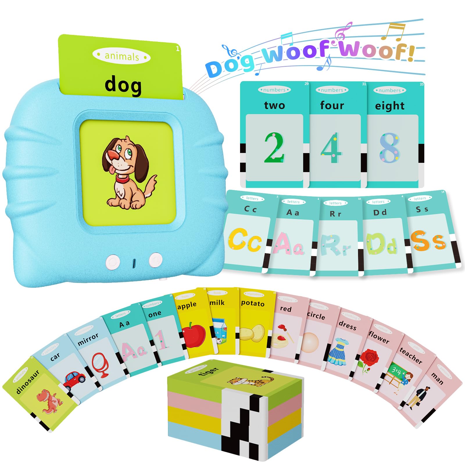 Aullsaty Talking Flash Cards for Toddlers 1-3, Upgraded 248 Sight Words Montesso