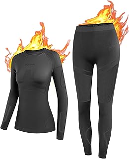 NOOYME Thermal Underwear Women's Elastic Thermal Underwear Breathable Flexible Ski Underwear Women's Functional Underwear Women's Warm Thermal Undershirt Thermal Underwear Women's Extra Warm