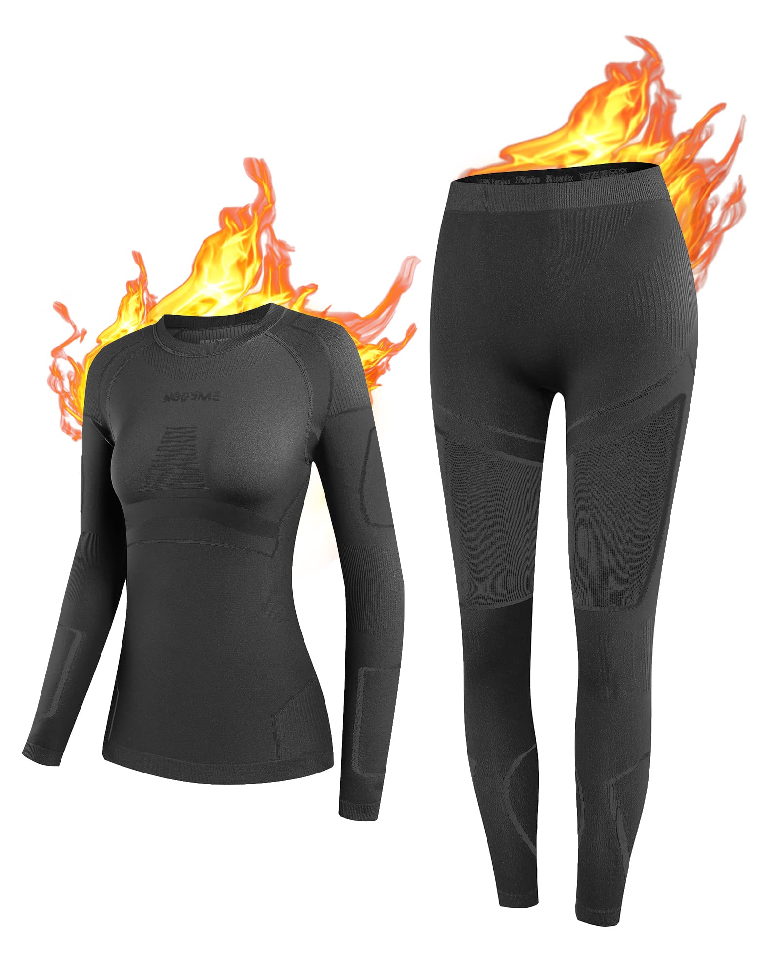 NOOYME Thermal Underwear Women's Elastic Thermal Underwear Breathable Flexible S