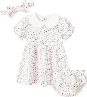 pureborn ベビー ガールズ ドレス アウトフィット セット 幼児 プレイウェア ドレス 0-24ヶ月