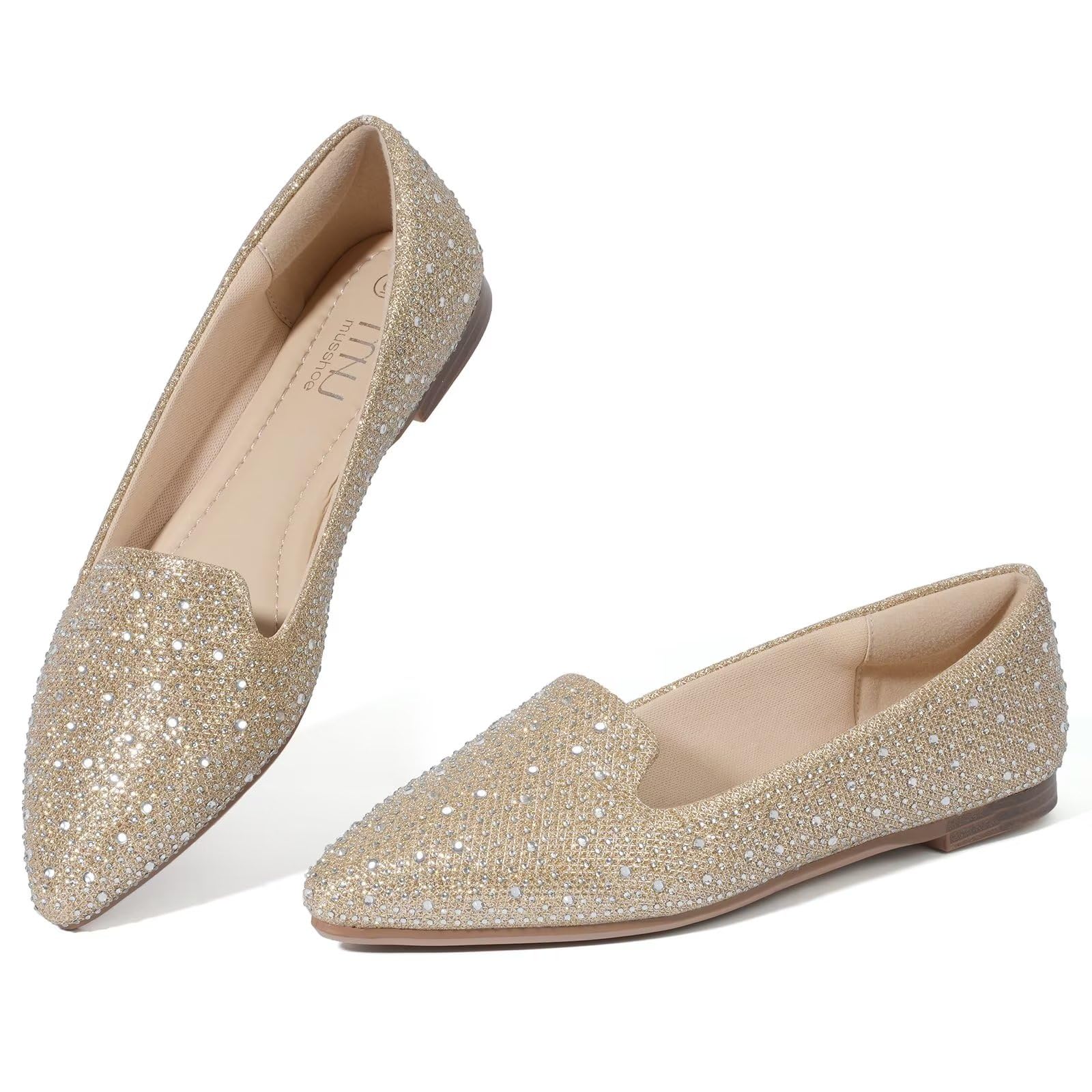 MUSSHOE Flats for Women Pointed Toe-Comfortable Business Casual Work Shoes, Dres