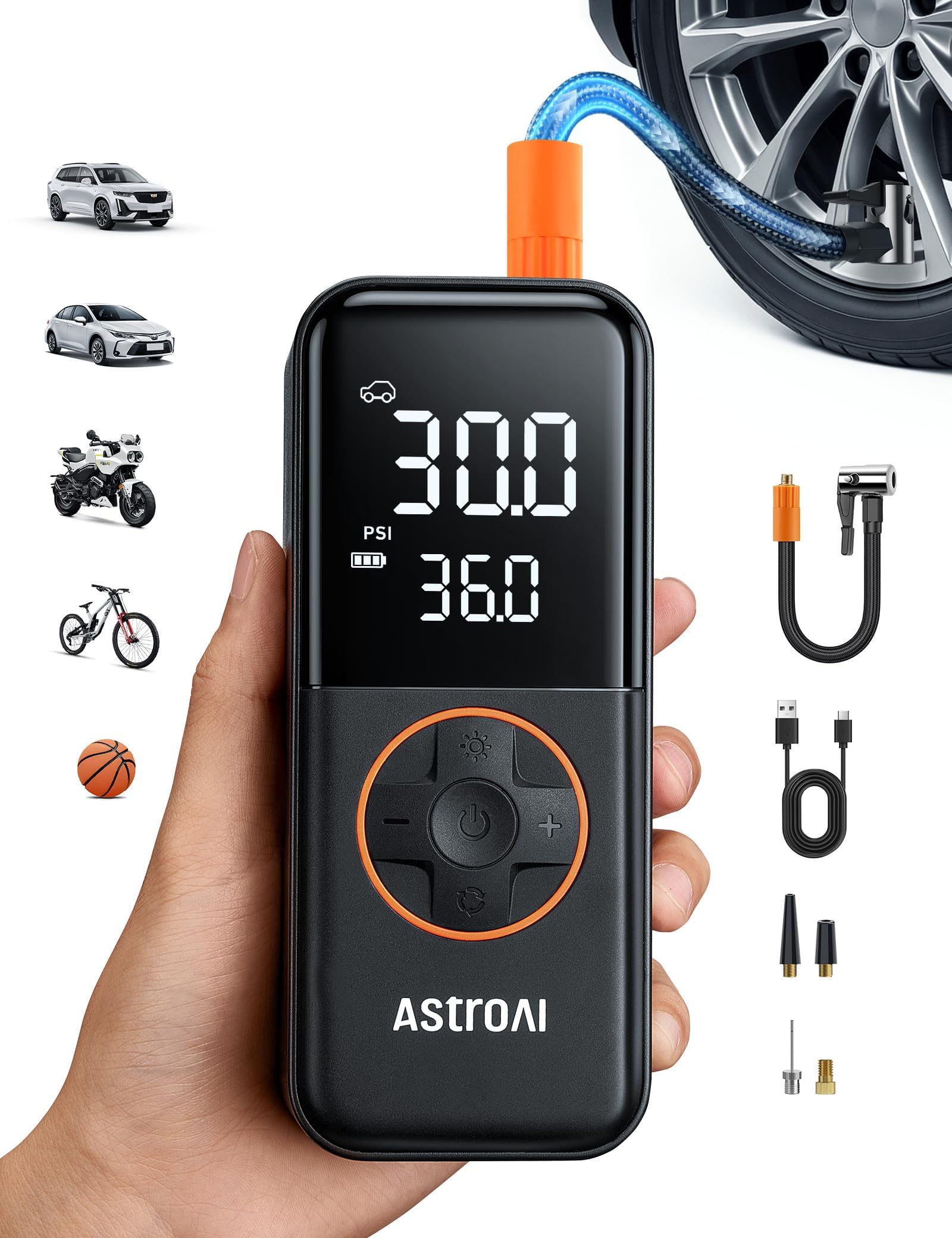 AstroAI L4 Cordless Tire Inflator Portable Air Compressor, 150PSI Portable Air P