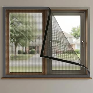 Window Screens Self Adhesive Insect Screens No Tools (Curtain Size: 90" x 150"), Removable and Washable Fiberglass Mesh Netting for Doors, Windows, Patio