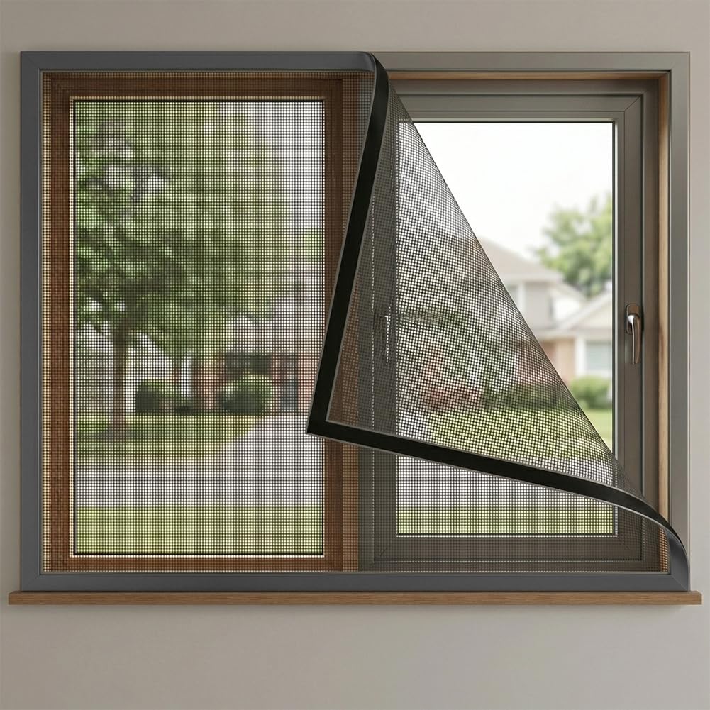 Window Screens Self Adhesive Insect Screens No Tools (Curtain Size: 90" x 150"),
