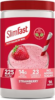 SlimFast • Meal Replacement Powder • Strawberry Flavour • 584g 16 servings | Fruity shake mix • high protein meal replacement • low calorie diet support • filling meal option • weight management