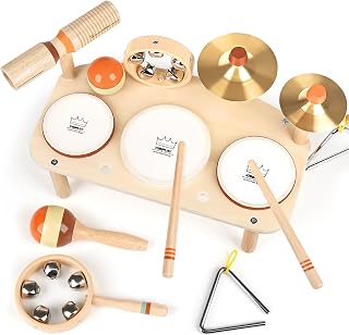 Vanplay Kids Drum Kit, Montessori Toys for 2 Year Old Boy Girl, 11 in 1 Musical Instruments for Toddlers 2-3, Baby Toys Birthday Gifts for Baby 18+ Months