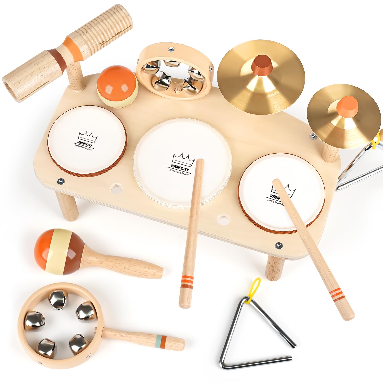 Vanplay Kids Drum Kit, Montessori Toys for 2 Year Old Boy Girl, 11 in 1 Musical 