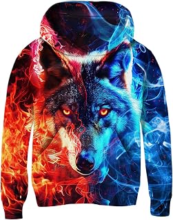 Fanient Pullover Boys Girls Fleece Hoodie with 3D Print Hoodie for Children with Kangaroo Pockets